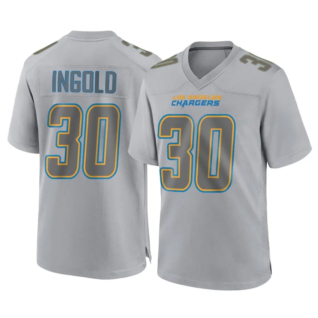 LA.Chargers #30 Alec Ingold Player Gray Atmosphere Fashion Home Game Odoa Stitched Jerseys