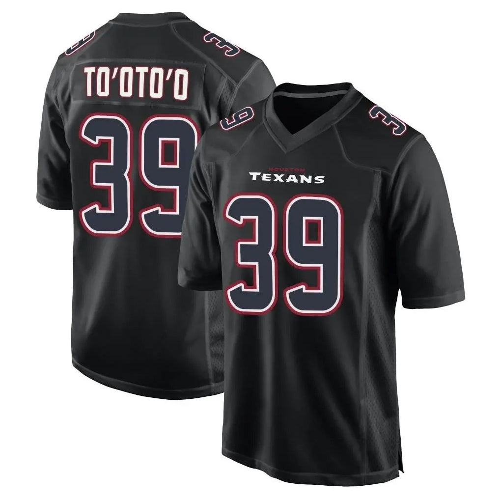 H.Texans #39 Henry To'oTo'o Player Black Fashion Home Game Odoa Stitched Jerseys