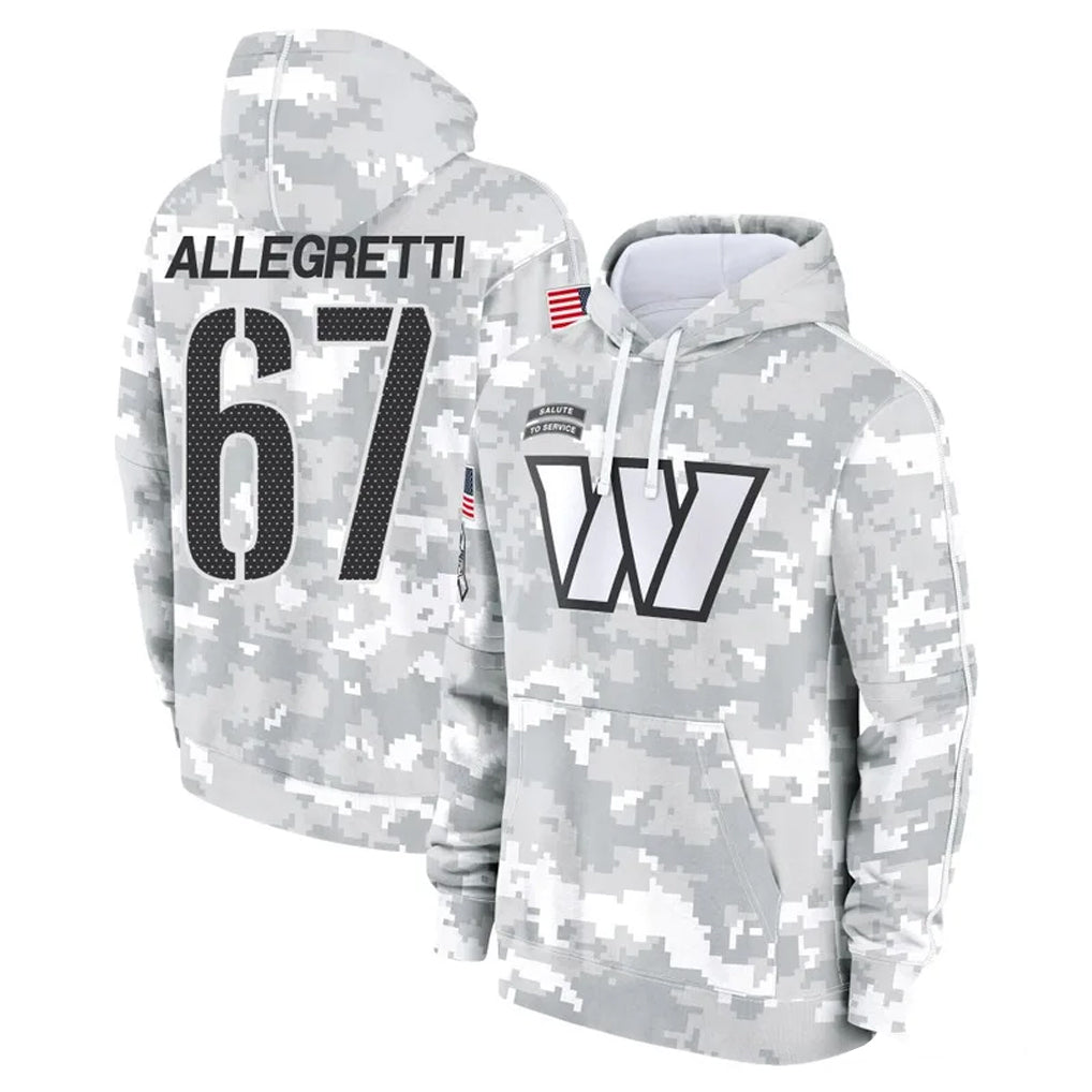 W.Commanders #67 Nick Allegretti Player Arctic Camo Limited Salute to Service Pullover Hoodies Game Odoa Stitched Jerseys