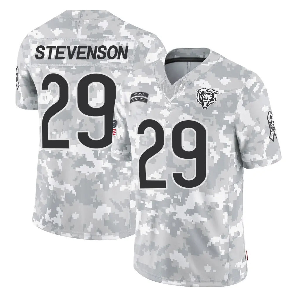 C.Bears #29 Tyrique Stevenson Player Arctic Camo Salute to Service Limited Odoa Stitched Jerseys