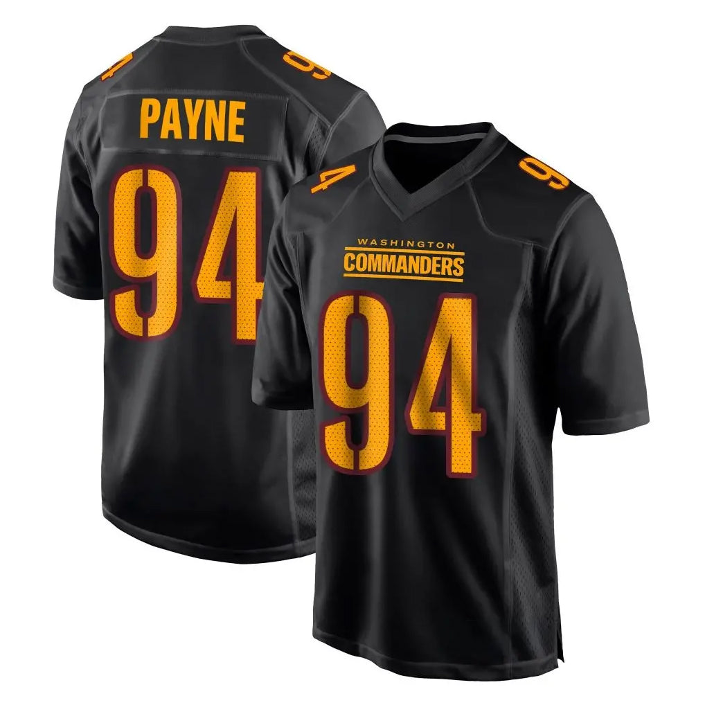W.Commanders #94 Daron Payne Player Black Carbon Fashion Home Game Odoa Stitched Jerseys