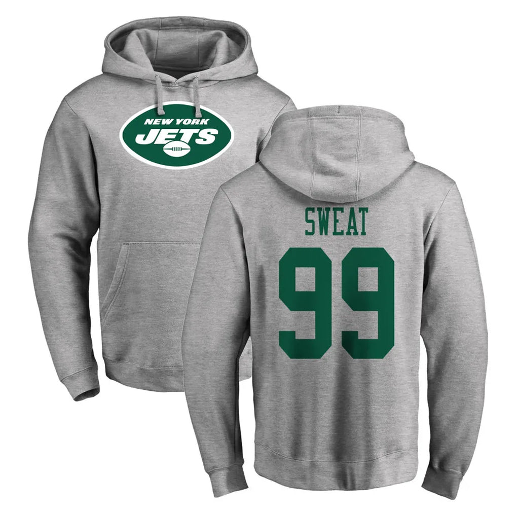 NY.Jets #99 T'Vondre Sweat Player Gray LOGO Pullover Hoodies Limited Game Odoa Stitched Jerseys