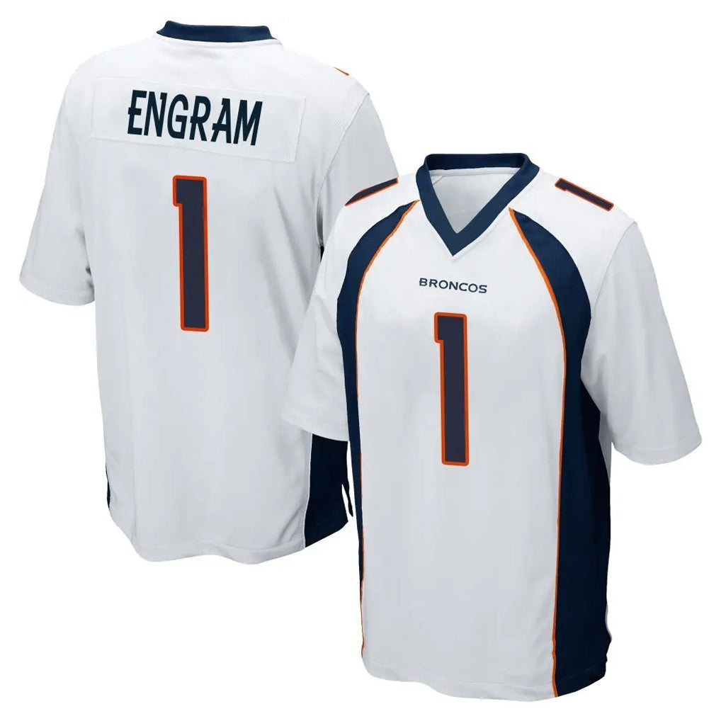 D.Broncos #1 Evan Engram Player White Game Odoa Stitched Jerseys