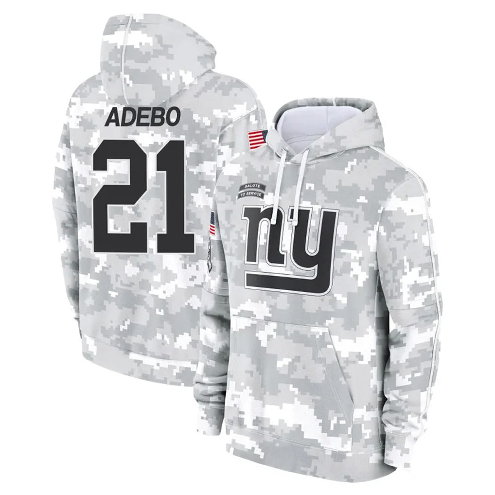 NY.Giants #21 Paulson Adebo Player Arctic Camo Salute to Service Pullover Hoodies Limited Game Odoa Stitched Jerseys