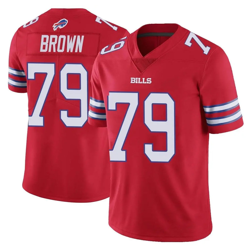 B.Bills #79 Spencer Brown Player Red Vapor Untouchable Limited Odoa Stitched Jerseys