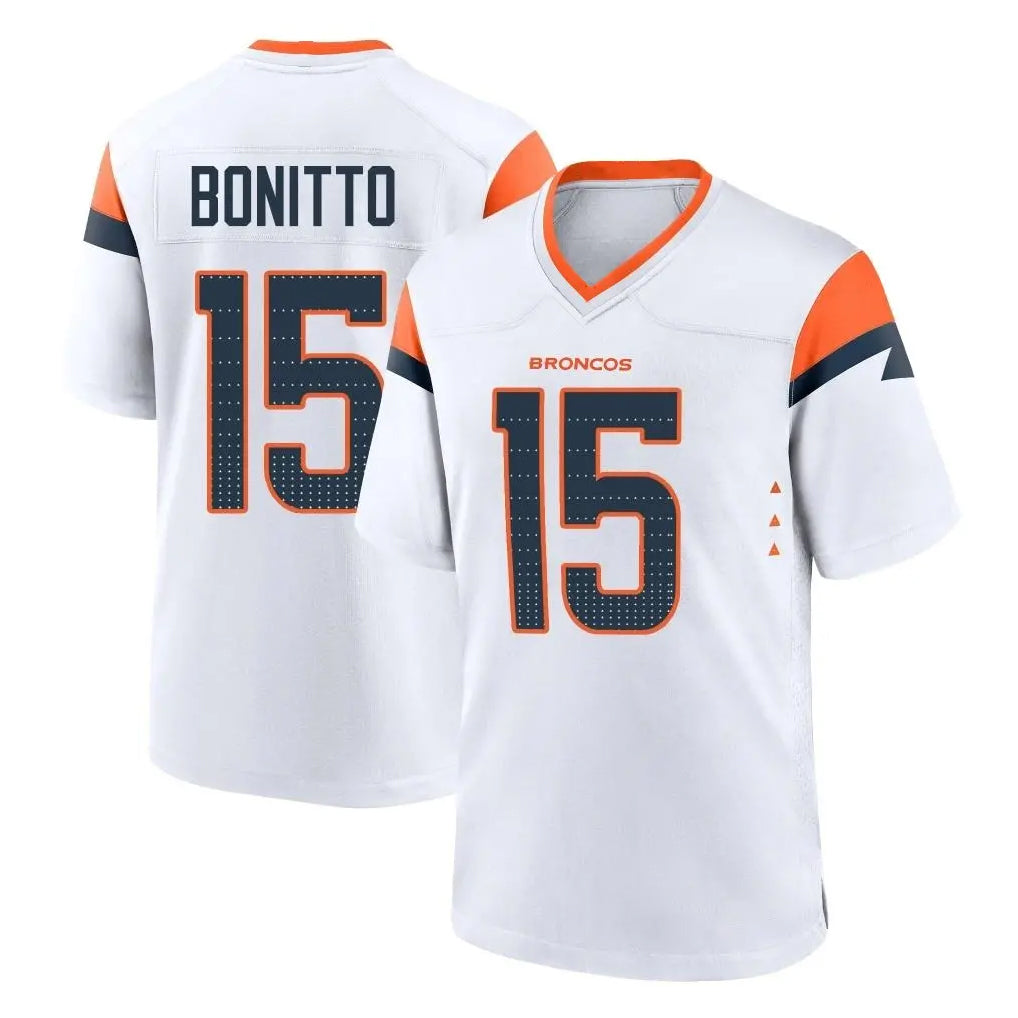 D.Broncos #15 Nik Bonitto Player White Home Game Odoa Stitched Jerseys