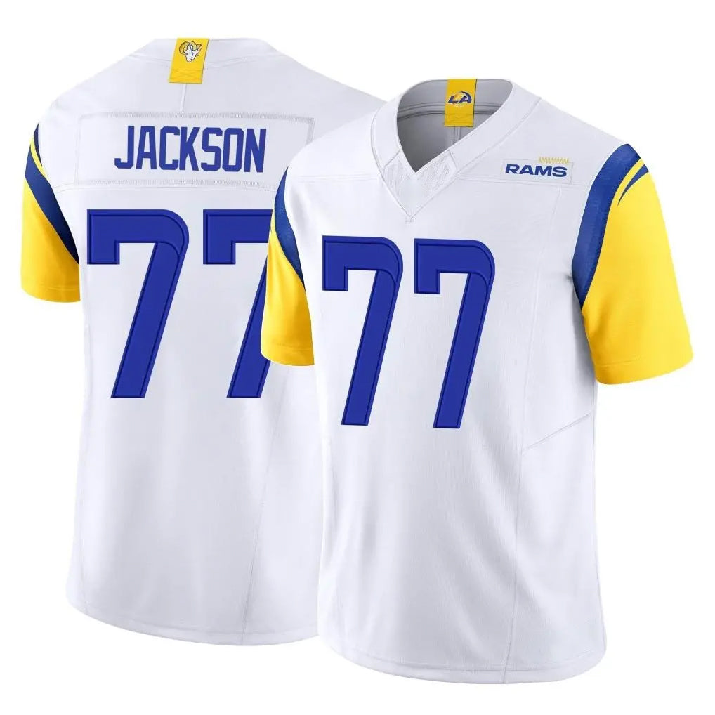 LA.Rams #77 Alaric Jackson Player White Limited Vapor F.U.S.E. Home Game Odoa Stitched Jerseys
