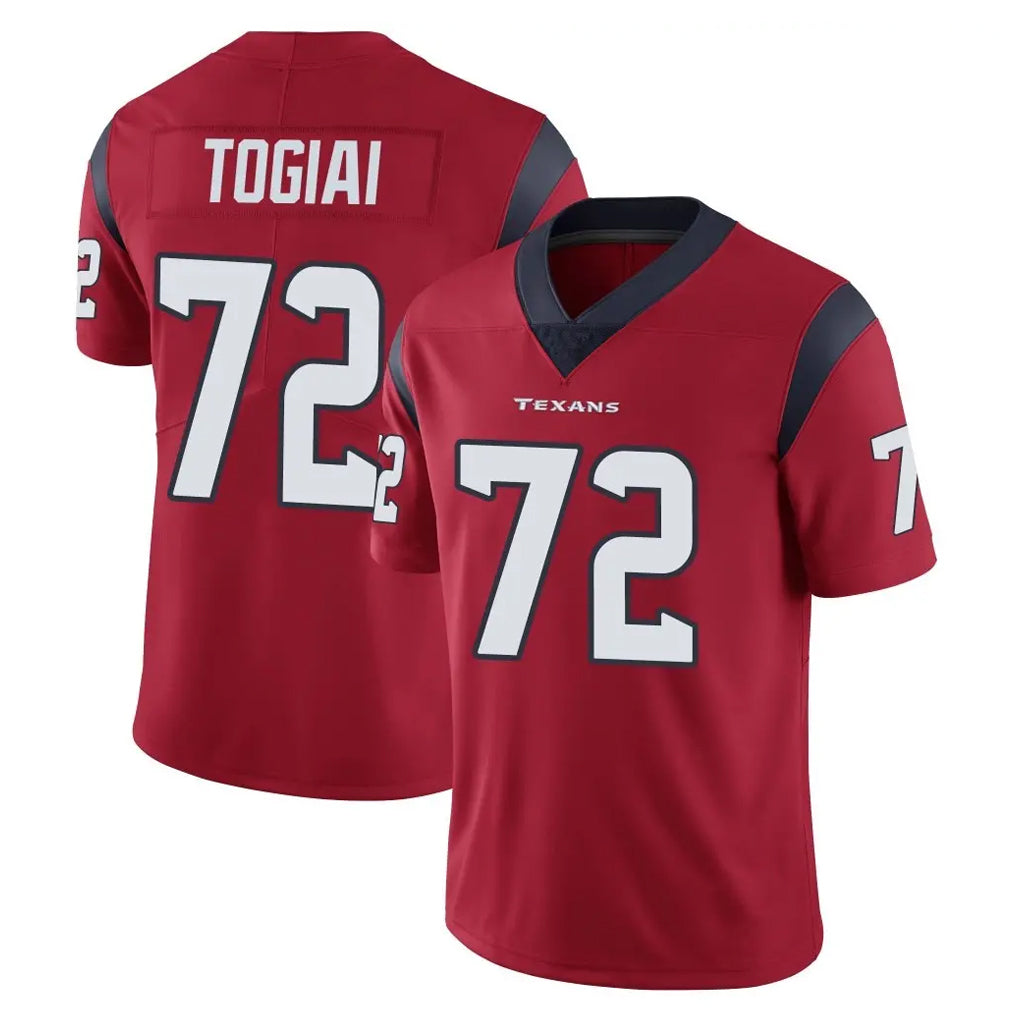 H.Texans #72 Tommy Togiai Player Red Limited Vapor Untouchable Home Game Odoa Stitched Jerseys