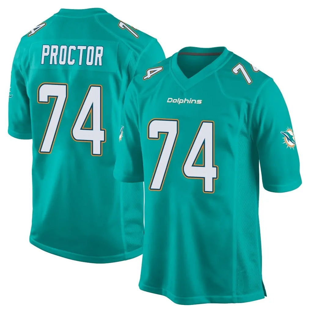 M.Dolphins #74 Kadyn Proctor Player Aqua Team Color Home Game Odoa Stitched Jerseys