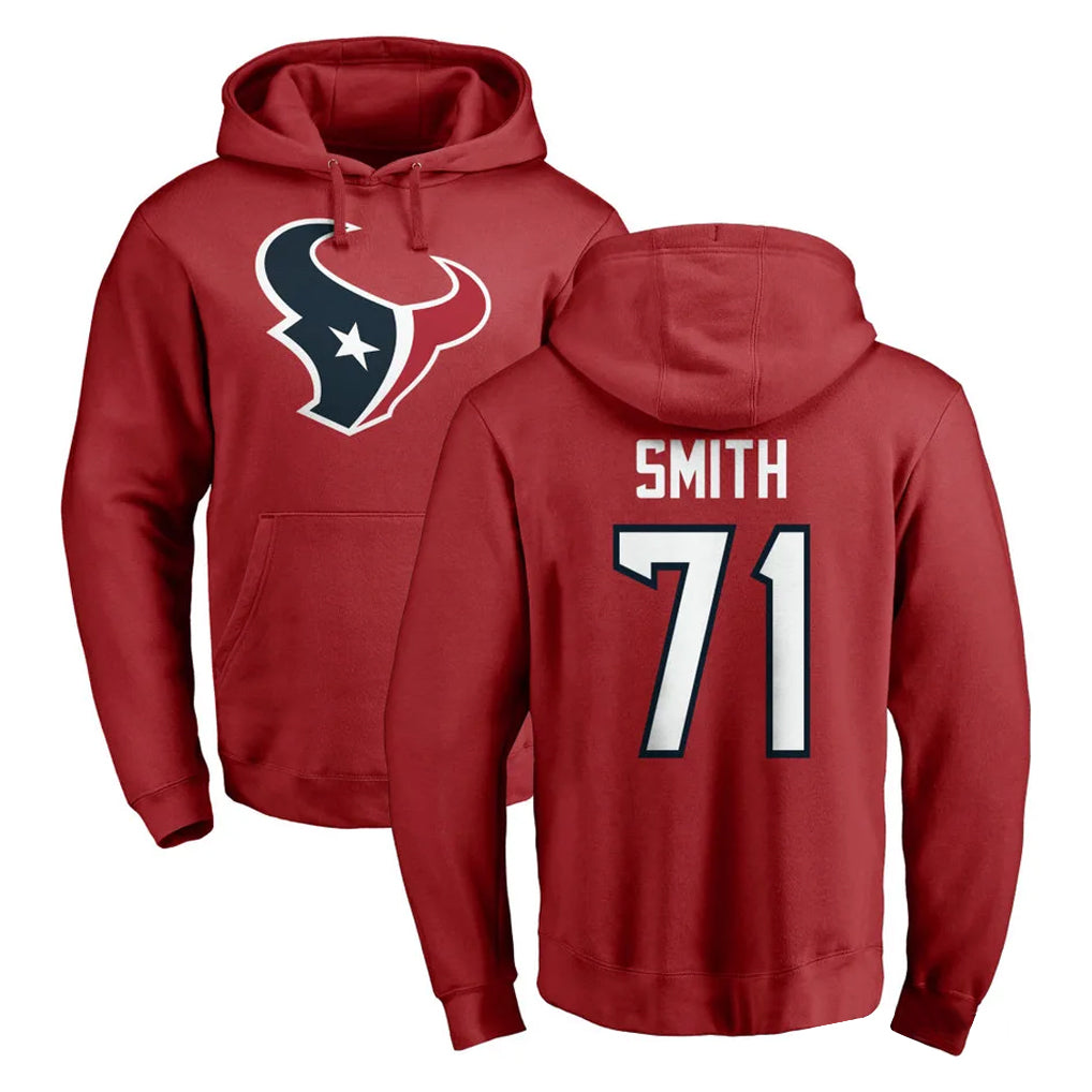 H.Texans #71 Braden Smith Player Red Pro Line Pullover Hoodie Limited Game Odoa Stitched Jerseys