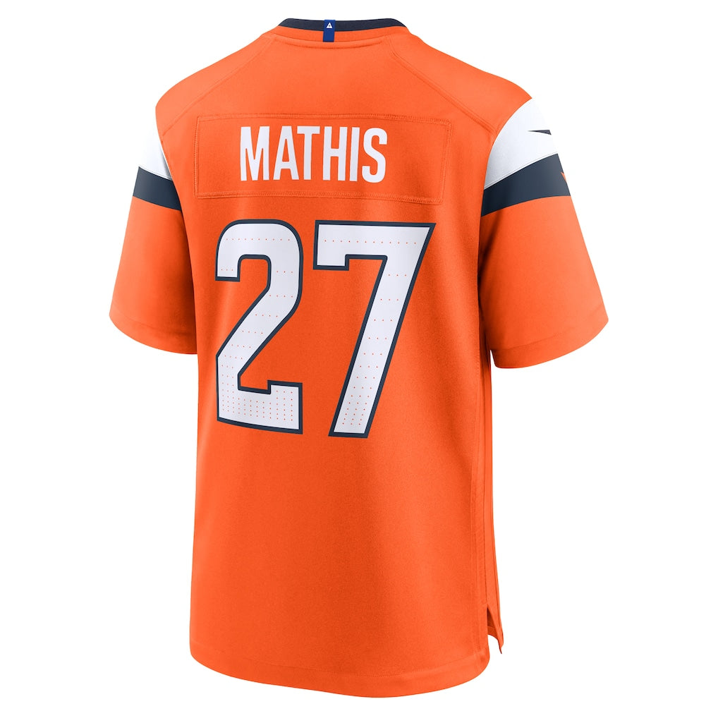 Odoa D.Broncos #27 Damarri Mathis Orange Team Game Jersey