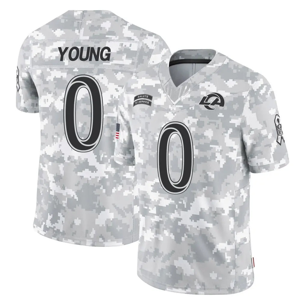 LA.Rams #0 Byron Young Player Arctic Camo Salute To Service Limited Game Odoa Stitched Jerseys