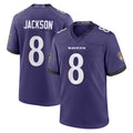 B.Ravens #8 Lamar Jackson Player Purple Home Game Odoa Stitched Jerseys
