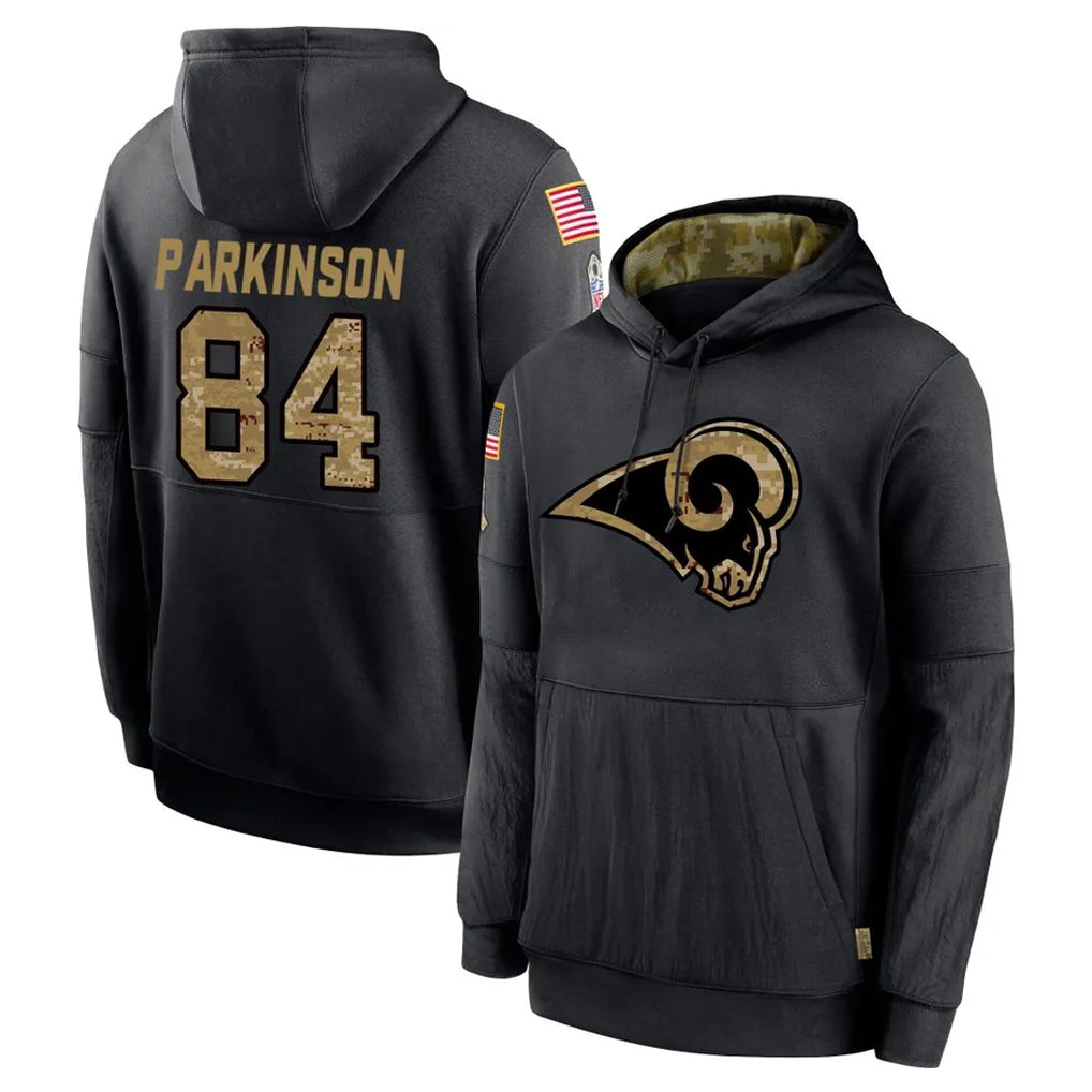 LA.Rams #84 Colby Parkinson Player Black Salute to Service Hoodies Limited Game Odoa Stitched Jerseys