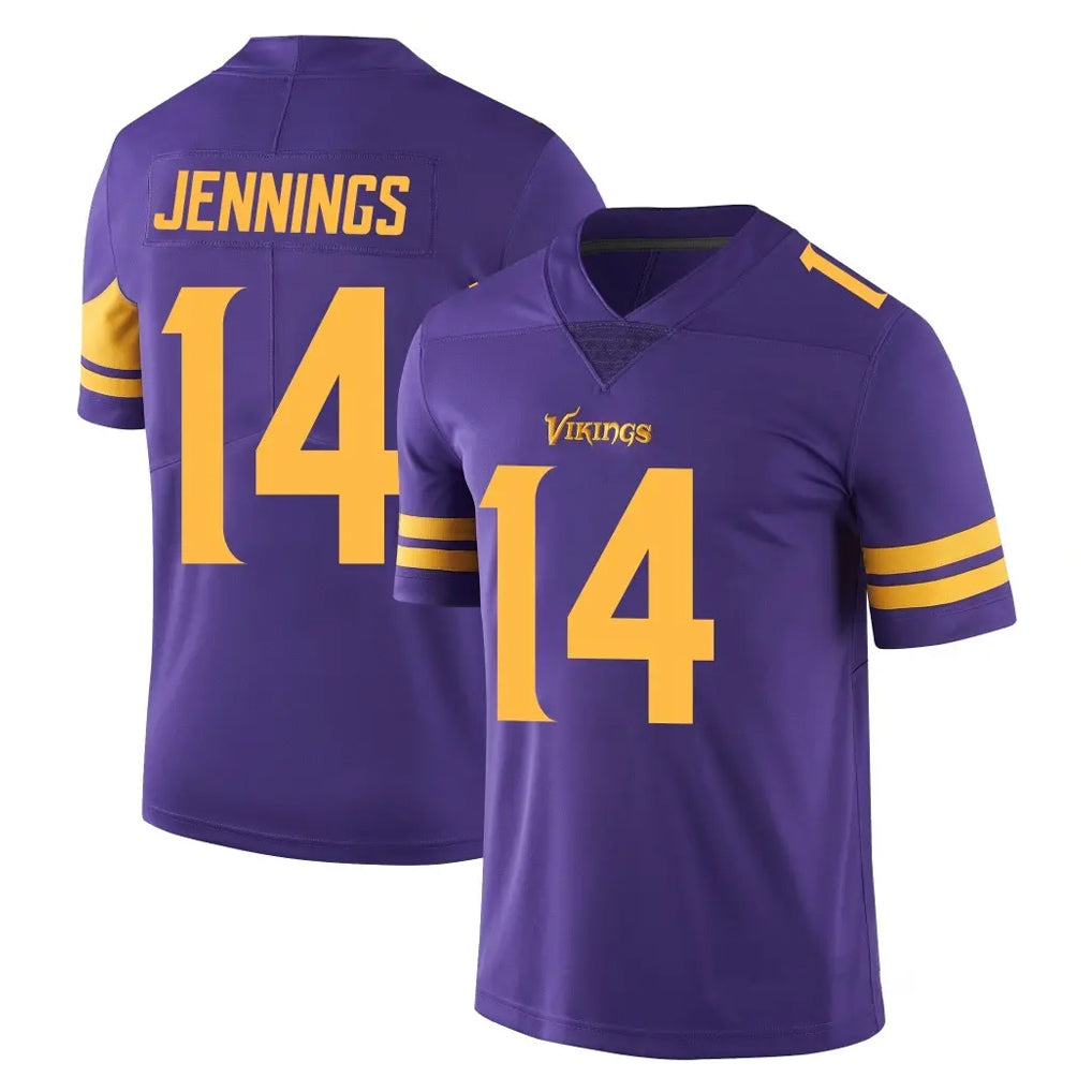 M.Vikings #14 Jauan Jennings Player Purple Limited Color Rush Home Game Odoa Stitched Jerseys