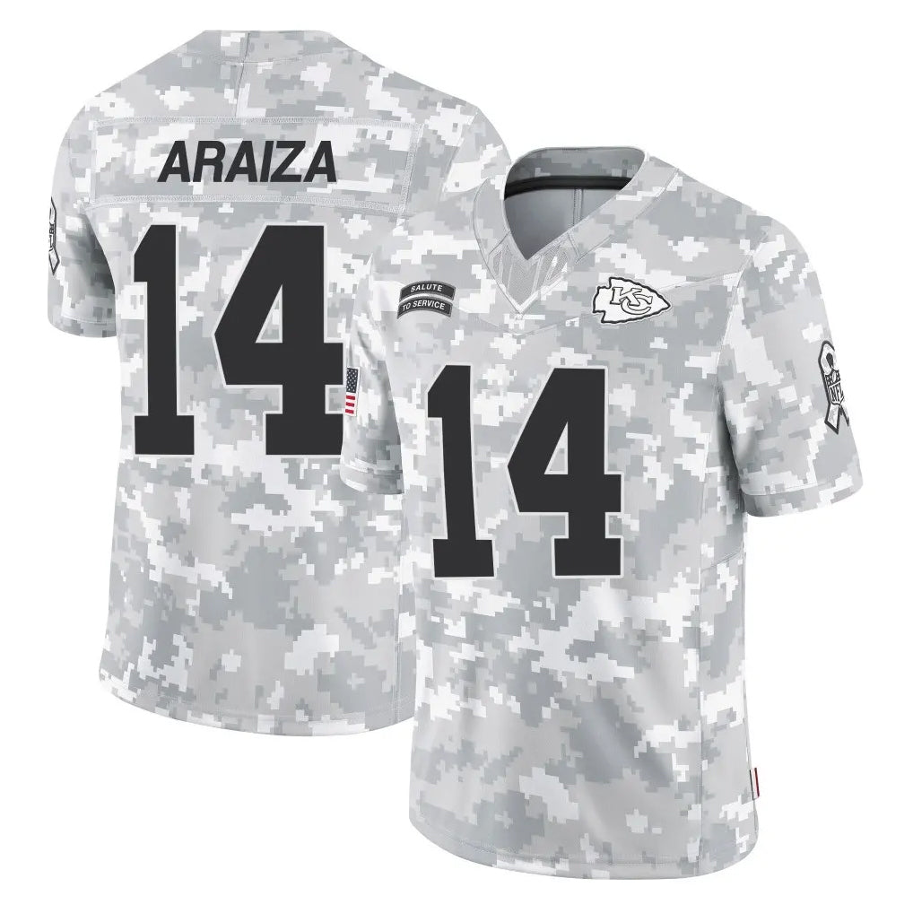 KC.Chiefs #14 Matt Araiza Player Arctic Camo Salute To Service Limited Game Odoa Stitched Jerseys