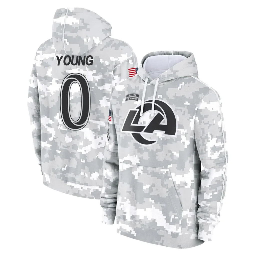 LA.Rams #0 Byron Young Player Arctic Camo Salute to Service Hoodies Limited Game Odoa Stitched Jerseys