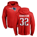 NE.Patriots #32 TreVeyon Henderson Player Red LOGO Pullover Hoodies Home Game Odoa Stitched Jerseys