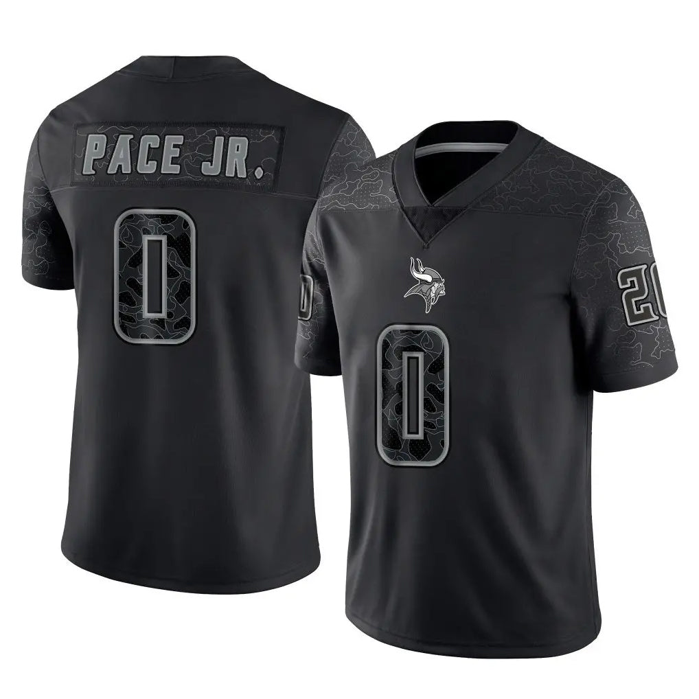 M.Vikings #0 Ivan Pace Jr. Player Black Reflective LImited Home Game Odoa Stitched Jerseys
