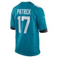 Odoa J.Jaguars #17 Tim Patrick Teal Team Game Jersey
