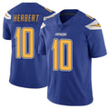 LA.Chargers #10 Justin Herbert Player Royal Limited Color Rush Vapor Untouchable Home Game Odoa Stitched Jerseys