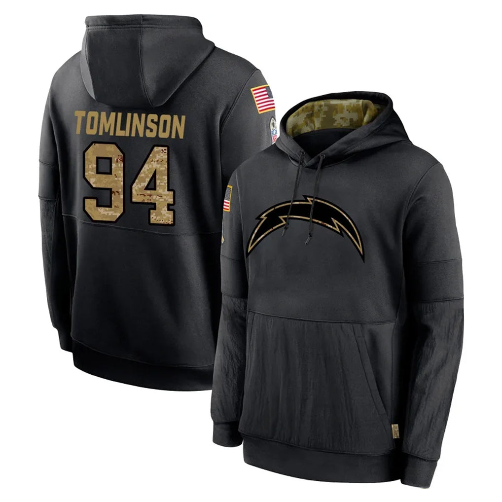 LA.Chargers #94 Dalvin Tomlinson Player Black Salute to Service Hoodies Limited Game Odoa Stitched Jerseys