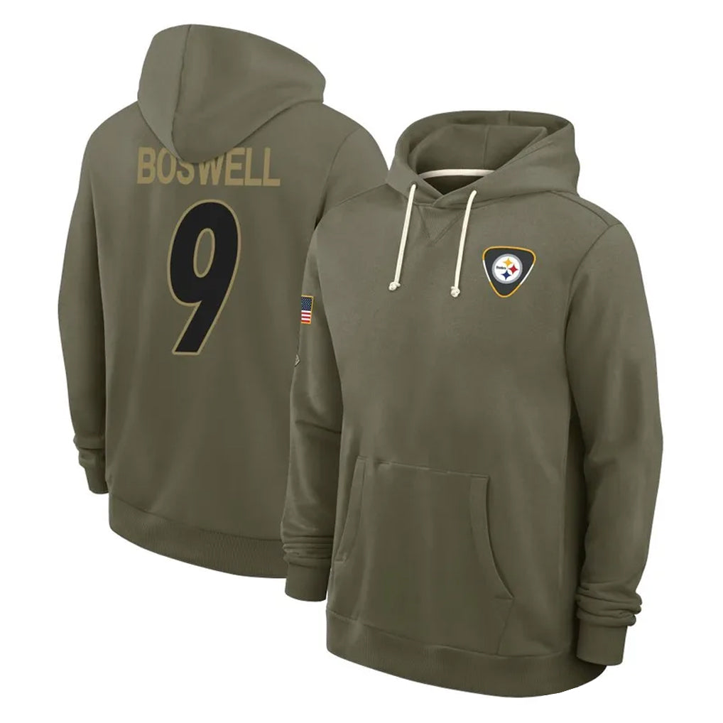 P.Steelers #9 Chris Boswell Player Olive Salute to Service Pullover Hoodies Limited Odoa Stitched Jerseys