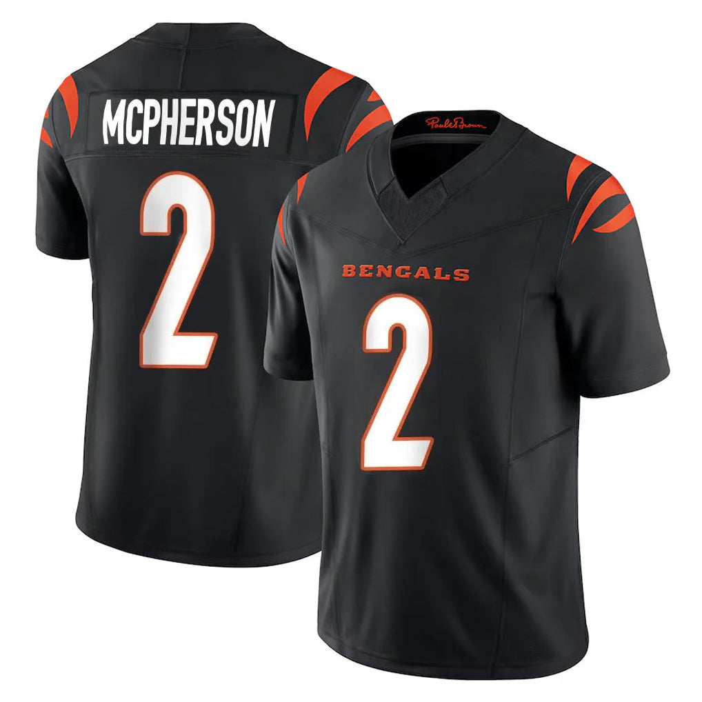 C.Bengals #2 Evan McPherson Player Black Vapor F.U.S.E. Limited Home Game Odoa Stitched Jerseys