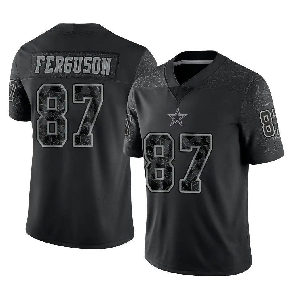 D.Cowboys #87 Jake Ferguson Player Black Limited Reflective Home Game Odoa Stitched Jerseys
