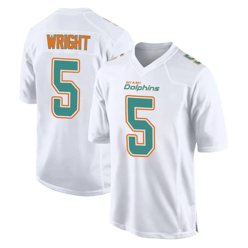 M.Dolphins #5 Jaylen Wright Player White Fashion Home Game Odoa Stitched Jerseys