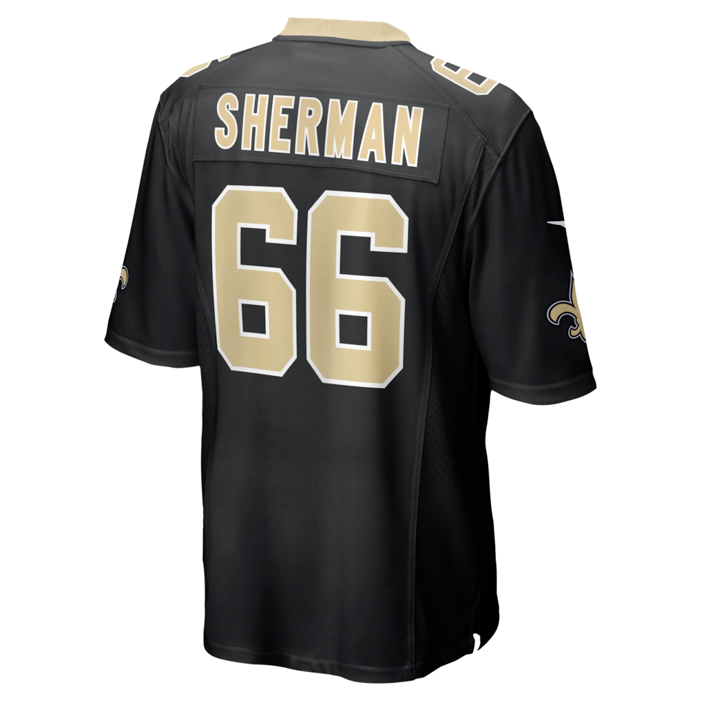 Odoa NO.Saints #66 William Sherman Black Team Game Jersey