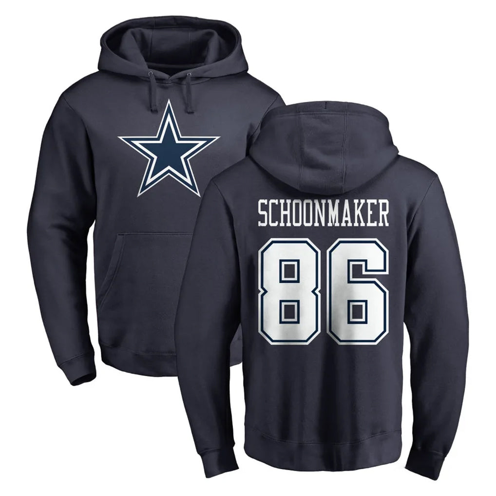 D.Cowboys #86 Luke Schoonmaker Player Navy Pullover Hoodies Limited Odoa Stitched Jerseys