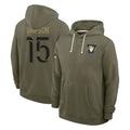 LA.Rams #15 Ty Simpson Player Olive Salute to Service Pullover Hoodies Limited Odoa Stitched Jerseys