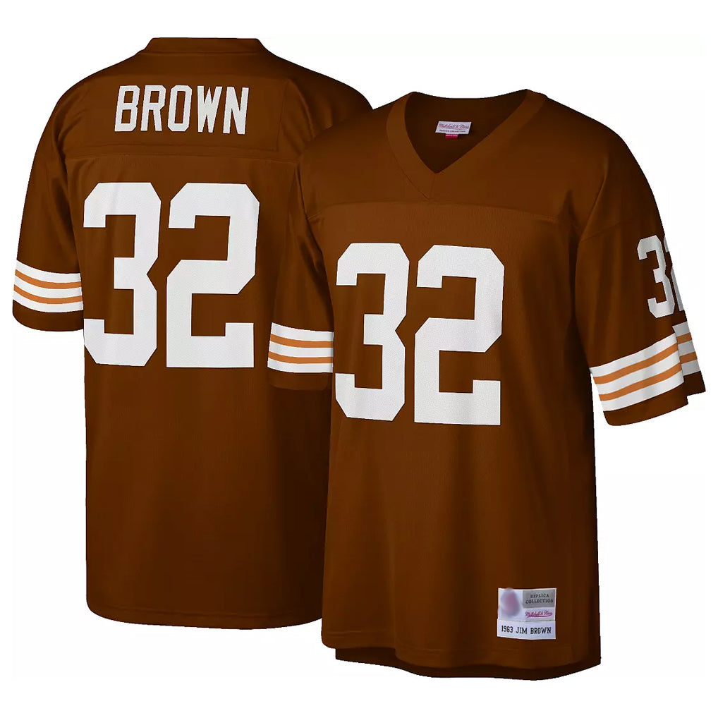 C.Browns #32 Jim Brown Player Brown Mitchell & Ness 1963 Throwback Odoa Stitched Jerseys