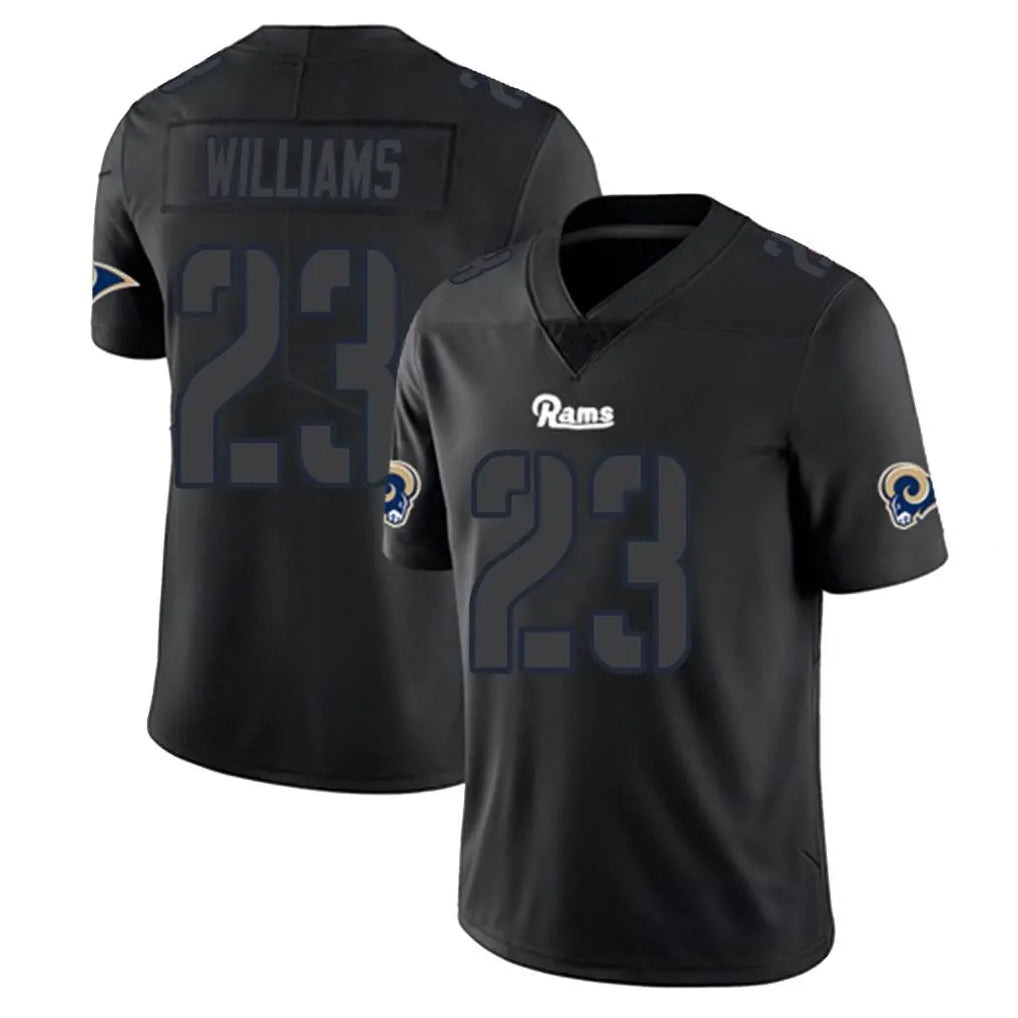 LA.Rams #23 Kyren Williams Player Black Impact Limited Home Game Odoa Stitched Jerseys