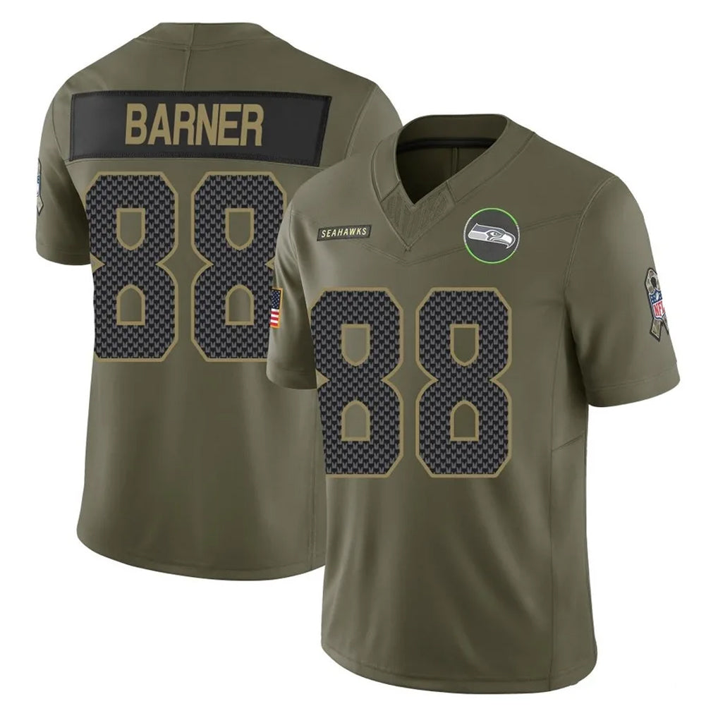 S.Seahawks #88 AJ Barner Player Olive 2025 Salute To Service Limited Home Game Odoa Stitched Jerseys