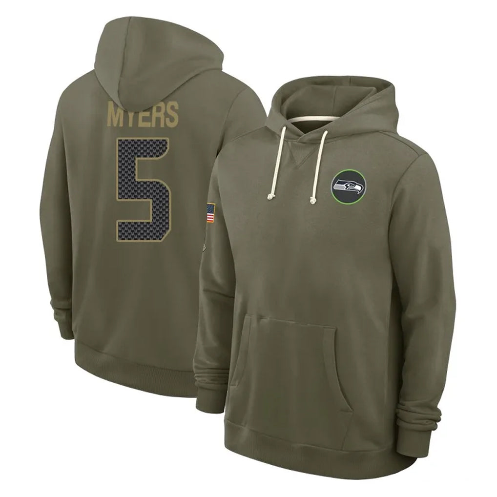 S.Seahawks #5 Jason Myers Player Olive Salute to Service Pullover Hoodies Limited Odoa Stitched Jerseys