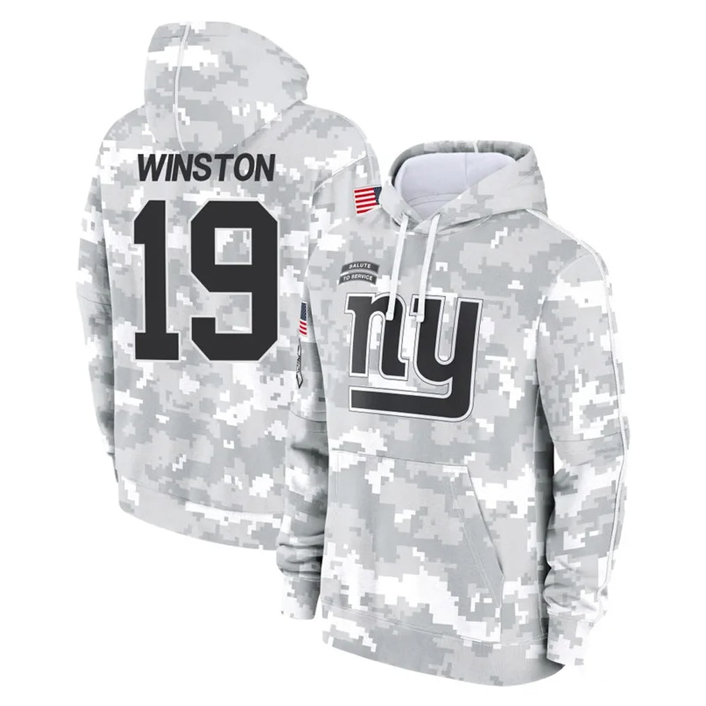 NY.Giants #19 Jameis Winston Player Arctic Camo Salute to Service Pullover Hoodies Limited Game Odoa Stitched Jerseys