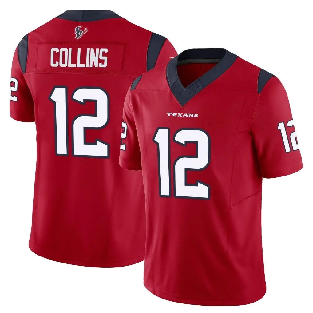 H.Texans #12 Nico Collins Player Red Limited Vapor F.U.S.E. Home Game Odoa Stitched Jerseys