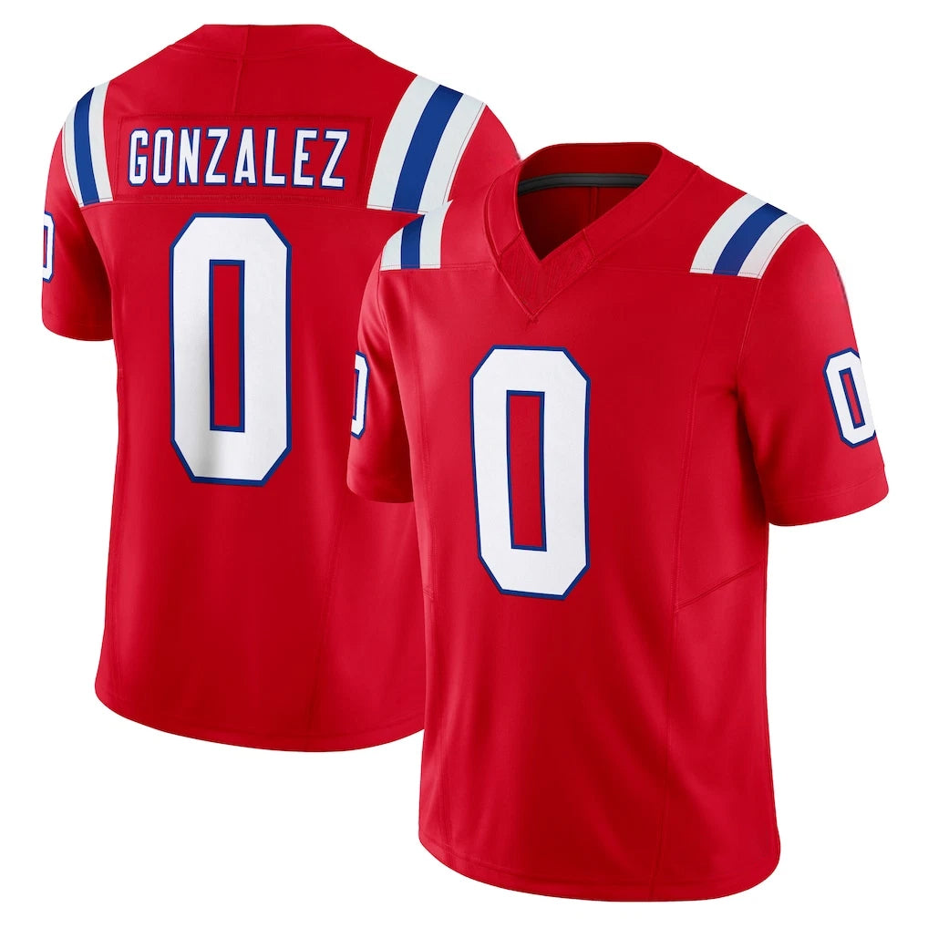 NE.Patriots #0 Christian Gonzalez Player Red Limited Vapor F.U.S.E. Home Game Odoa Stitched Jerseys