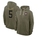 KC.Chiefs #5 Mansoor Delane Player Olive Salute to Service Pullover Hoodies Limited Odoa Stitched Jerseys