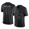 LV.Raiders #69 Adam Butler Player Black Reflective Limited Game Odoa Stitched Jerseys