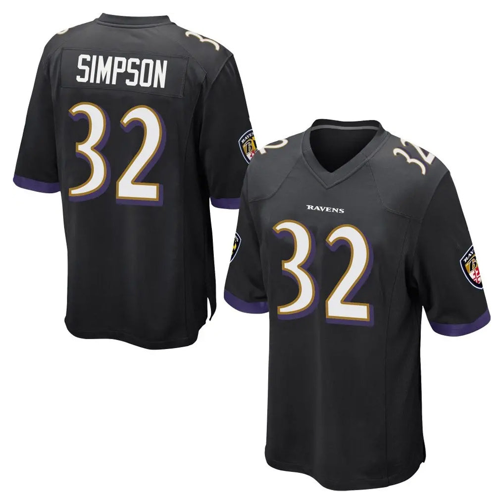 B.Ravens #32 Trenton Simpson Player Black Home Game Odoa Stitched Jerseys