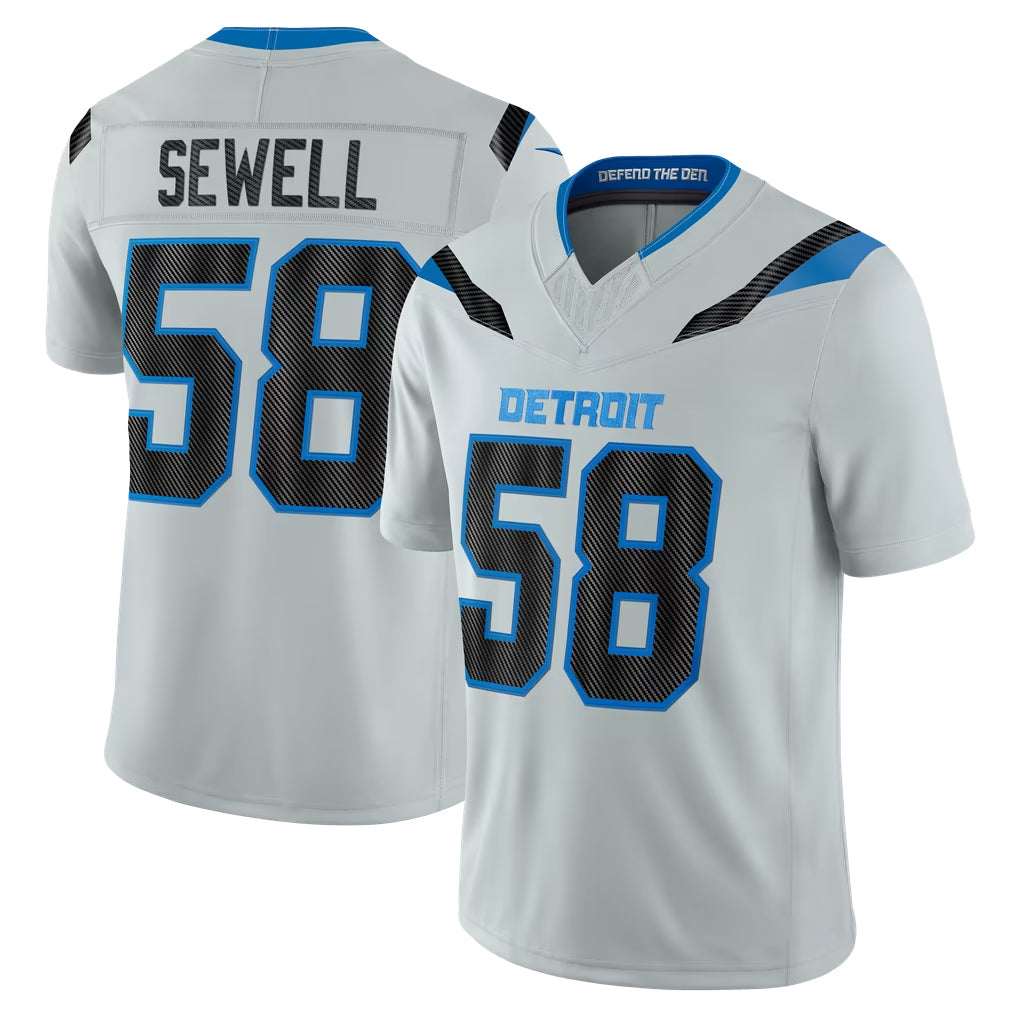 D.Lions #58 Penei Sewell Player Silver Limited 2026 Rivalries Collection Home Game Odoa Stitched Jerseys