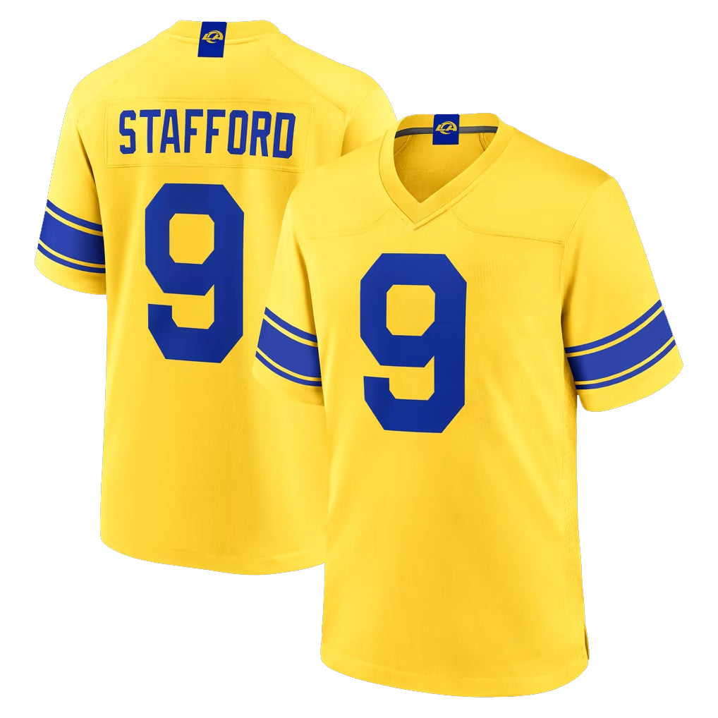 LA.Rams #9 Matthew Stafford Player Gold Classic Sol Home Game Odoa Stitched Jerseys