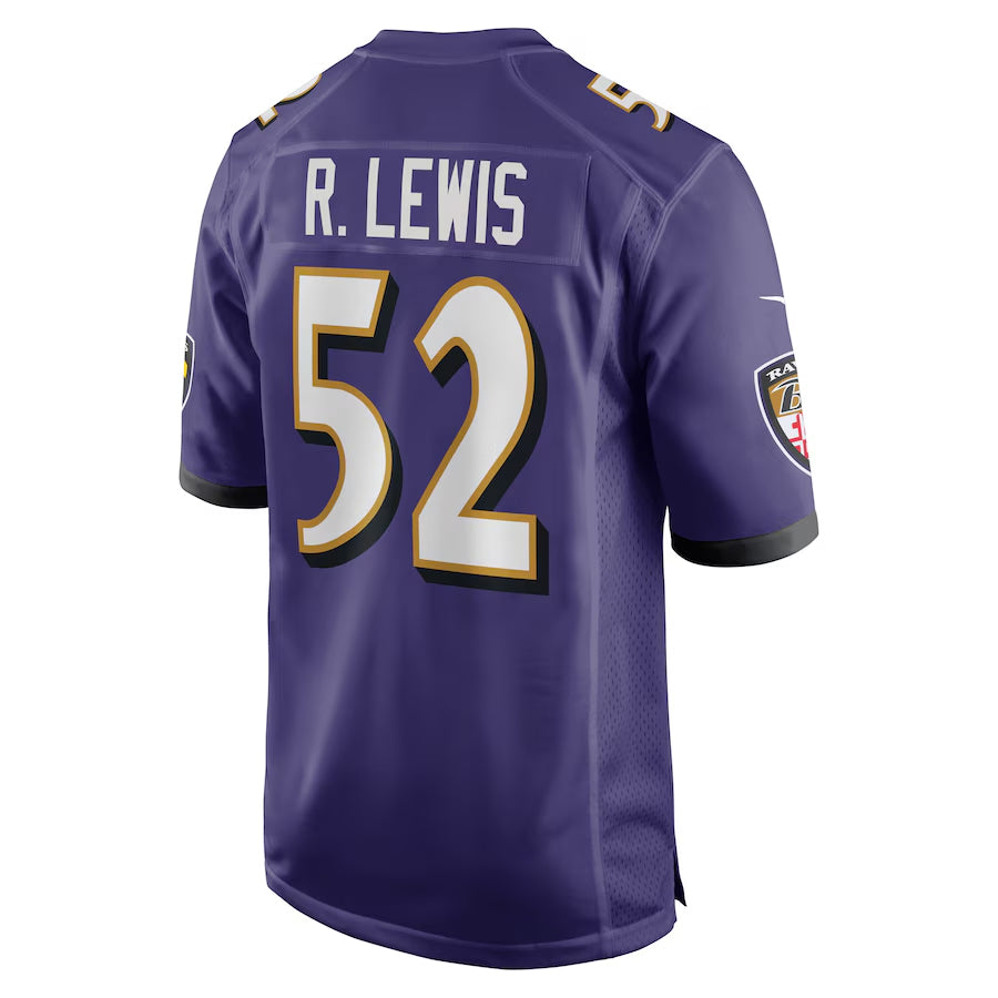 B.Ravens #52 Ray Lewis Player Purple Alternate Home Odoa Stitched Jerseys