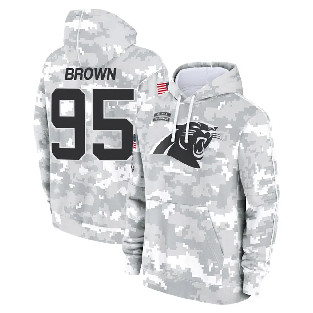 C.Panthers #95 Derrick Brown Player Arctic Camo Salute to Service Pullover Hoodies Limited Game Odoa Stitched Jerseys