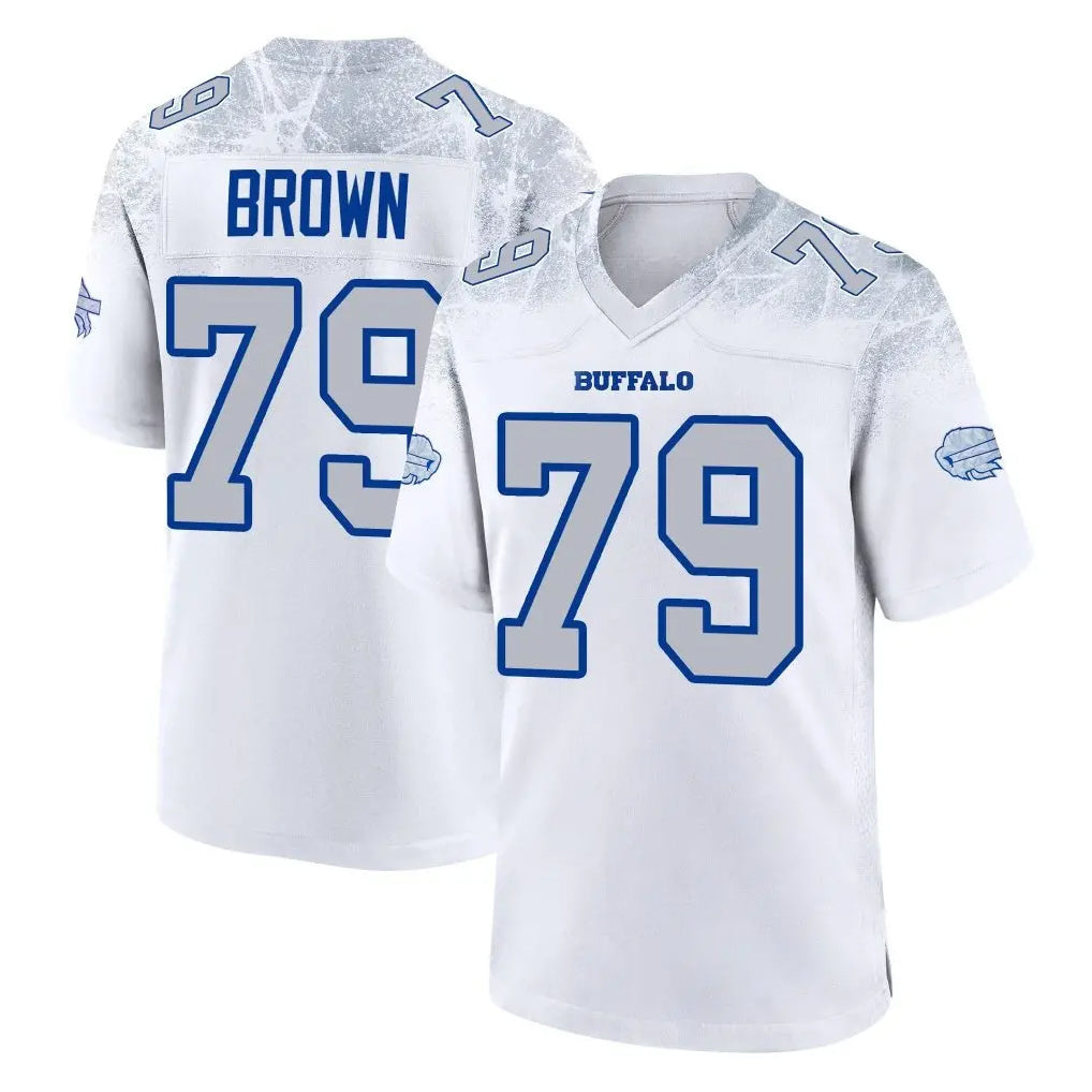 B.Bills #79 Spencer Brown Player White Rivalries Collection Game Odoa Stitched Jerseys