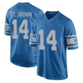 D.Lions #14 Amon-Ra St. Brown Player Blue Vapor Untouchable Throwback Game Odoa Stitched Jerseys