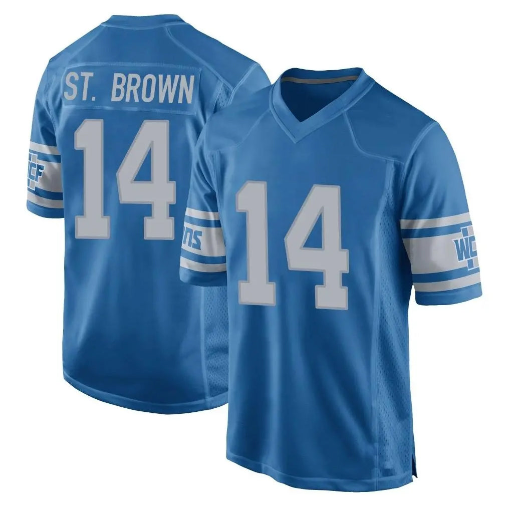 D.Lions #14 Amon-Ra St. Brown Player Blue Vapor Untouchable Throwback Game Odoa Stitched Jerseys